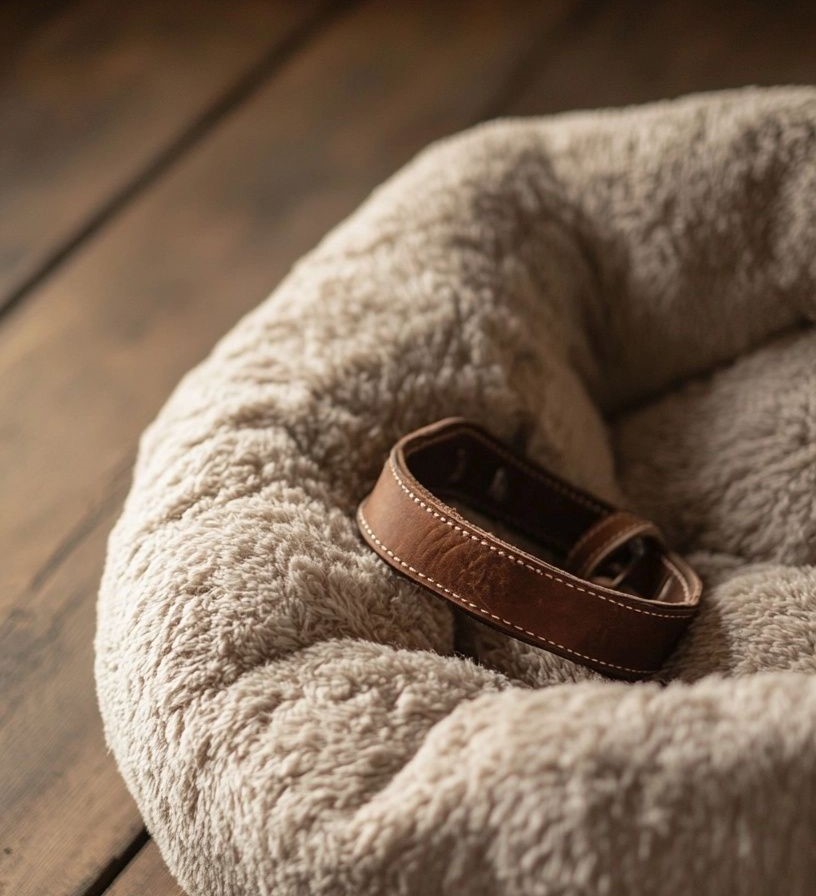 Leeres Körbchen mit Halsband